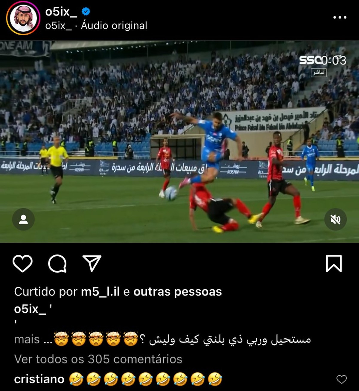Cristiano Ronaldo faz viralizar ironia a pênalti para Al-Hilal marcado por juiz brasileiro